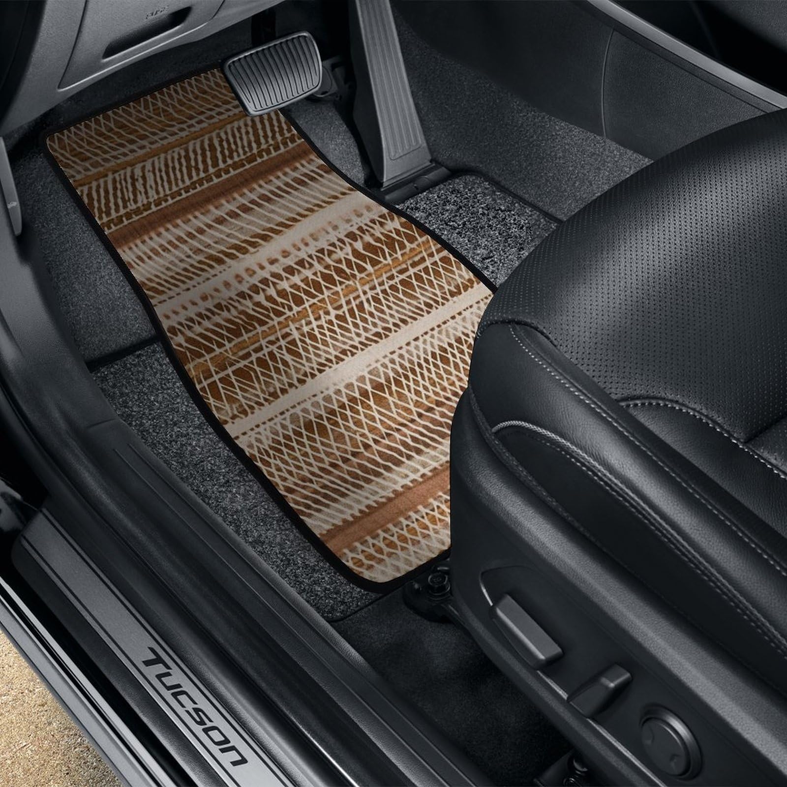 バイクシート ダークブラウン ストライプデザイン